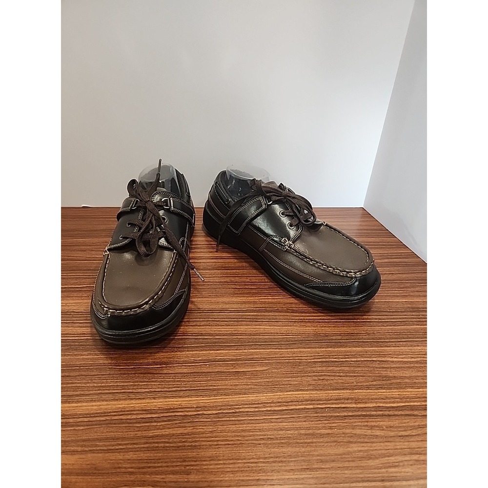 Orthofeet 422 Baton Rouge Shoes Men 9.5 2E Wide‎ Brown Black Leather Boat Loafer